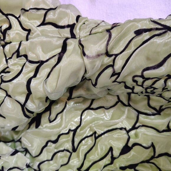 Y2K Green Textured Floral Zip Jacket Womens Large Retro 2000s Statement - Picture 9 of 10